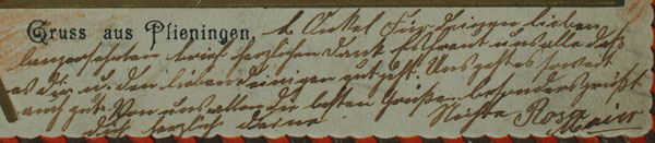 Plieningen postcard writing